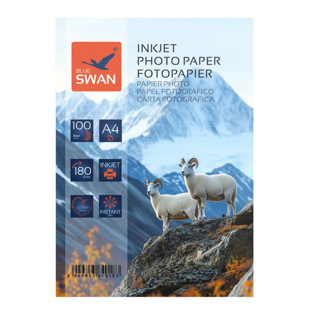 Papier fotograficzny A4 Blue Swan 180g/m² błyszczący 100 sztuk wodoodporny szybkoschnący