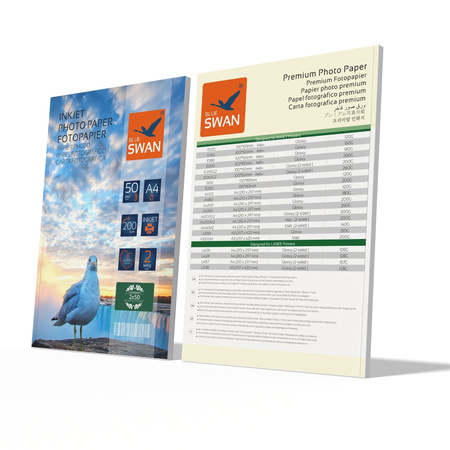 Papier fotograficzny A4 Blue Swan 200g/m² błyszczący 50 sztuk dwustronny wodoodporny szybkoschnący 