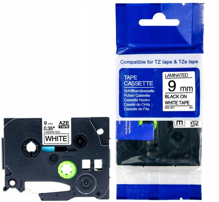 Taśma do BROTHER TZe-221 9mm 8m biała TZ-221