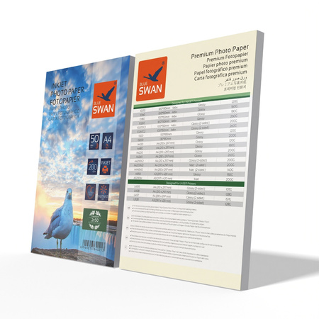 Papier fotograficzny A4 Blue Swan 200g/m² błyszczący 50 sztuk wodoodporny szybkoschnący 