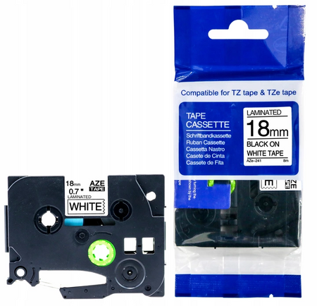 Taśma do BROTHER TZe-241 18mm 8m biała TZ-241