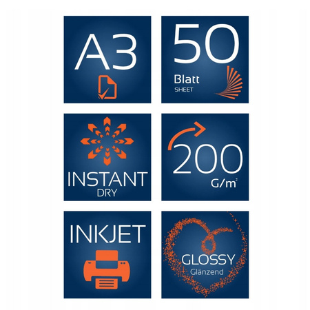 Papier fotograficzny A3 Blue Swan 200g/m² błyszczący 50 sztuk wodoodporny szybkoschnący 