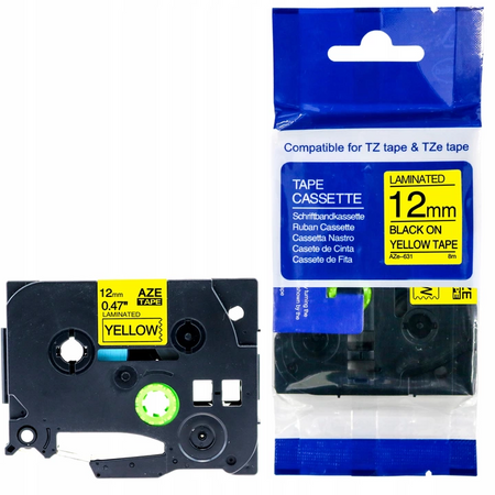 Taśma do BROTHER TZe-631 12mm 8m żółta TZ-631