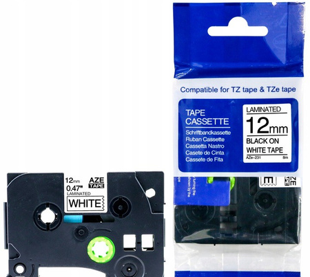 Taśma do BROTHER TZe-231 12mm 8m biała TZ-231