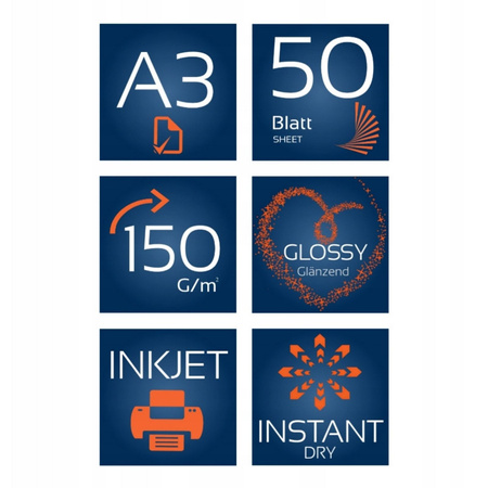 Papier fotograficzny A3 Blue Swan 150g/m² błyszczący 50 sztuk wodoodporny szybkoschnący 