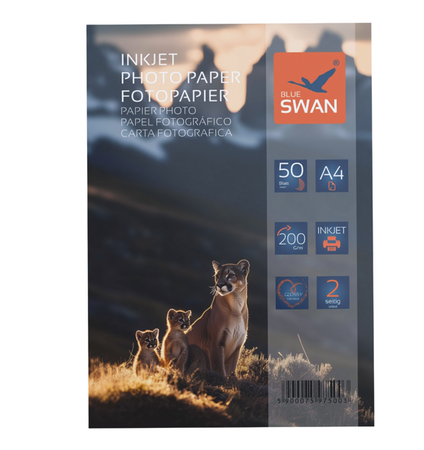 Papier fotograficzny A4 Blue Swan 200g/m² błyszczący 50 sztuk dwustronny wodoodporny szybkoschnący 