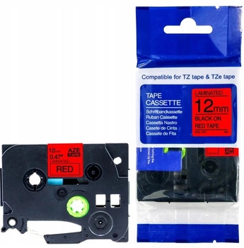 Taśma do BROTHER TZe-431 12mm 8m czerwona TZ-431