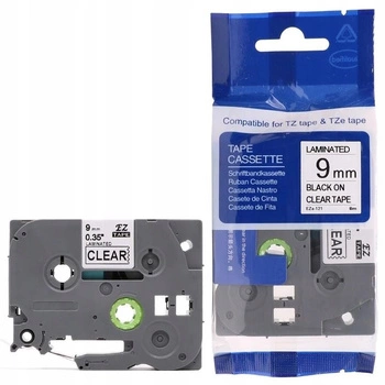 Taśma do BROTHER TZe-121 9mm 8m przeźroczysta TZ-121