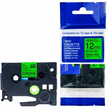 Taśma do BROTHER TZe-731 12mm 8m zielona TZ-731